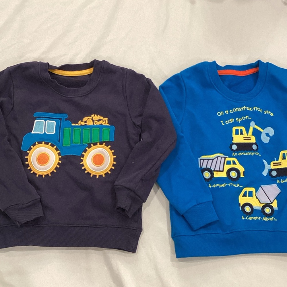 Kids Construction Theme Sweatshirts - Navy and Blue